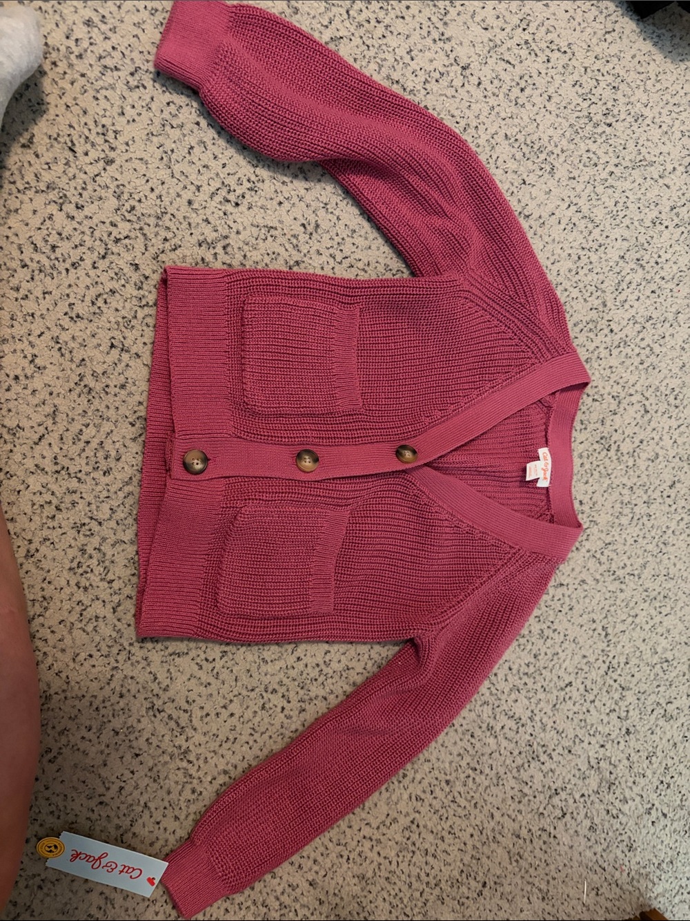Kid’s XS Pink Knit Button-Front Cardigan Sweater